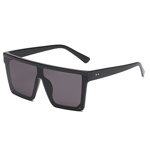 YAMEIZE Übergroße Vintage-Sonnenbrille für Damen UV400-Schutz Trendy Square Eyewear Outdoor (Schwarz) von YAMEIZE