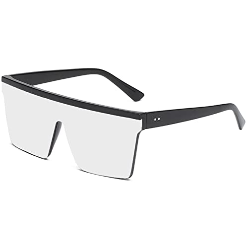 YAMEIZE Übergroße Vintage-Sonnenbrille für Damen UV400-Schutz Trendy Square Eyewear Outdoor (Weiß Silber) von YAMEIZE