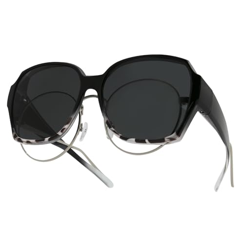 YAMEIZE Überzieh Sonnenbrille für Damen Herren - Vintage Anti Glare UV400 Schutz Rechteck Over Quadratische Überbrille Fahren Outdoor von YAMEIZE