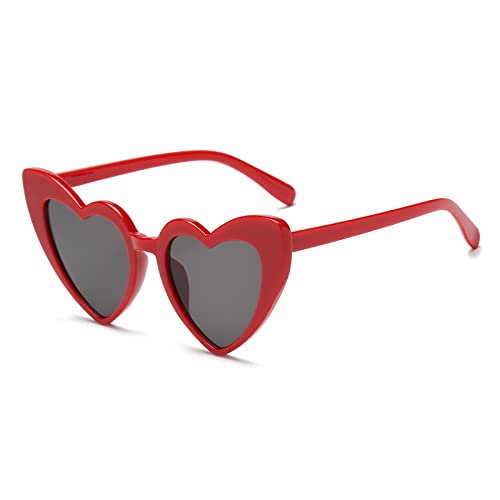 YAMEIZE Vintage Love Heart Sonnenbrille für Damen UV400 Schutzbrille Outdoor (Rot) von YAMEIZE