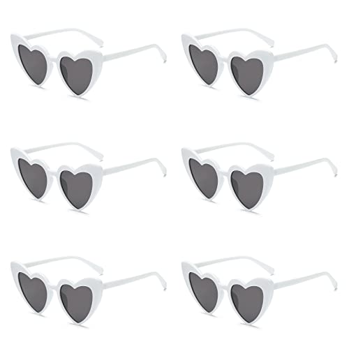 YAMEIZE Vintage Love Heart Sunglasses for Women UV400 Protective Glasses Outdoor (Weiß X6) von YAMEIZE