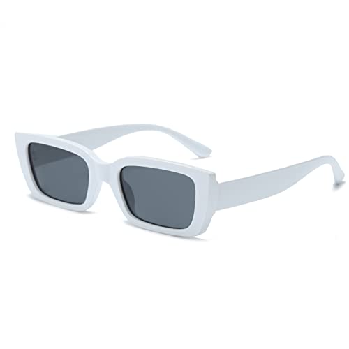 YAMEIZE Vintage Sonnenbrille Eckig Retro Schatten Katzenauge UV Schutz für Frauen Weiß Grau von YAMEIZE