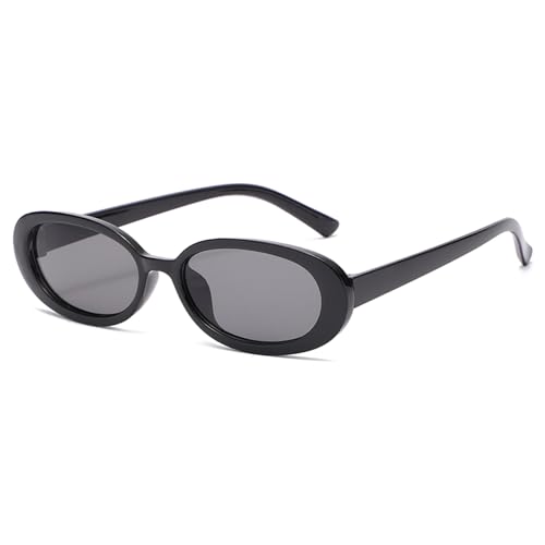 YAMEIZE Vintage Sonnenbrille Ovale für Damen Herren Kleine Ovale Sonnenbrille Trendige Moda 90er Jahre Retro Rave Sonnenbrille UV400-Schutz von YAMEIZE