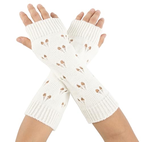 YAMEIZE Y2K Damen Fingerlose Ripped Handschuhe - Warm Arm Winter Handschuhe Fairy Grung Kleidung Arm Gestrickt Warmer Gestrickt Halloween Outdoor von YAMEIZE