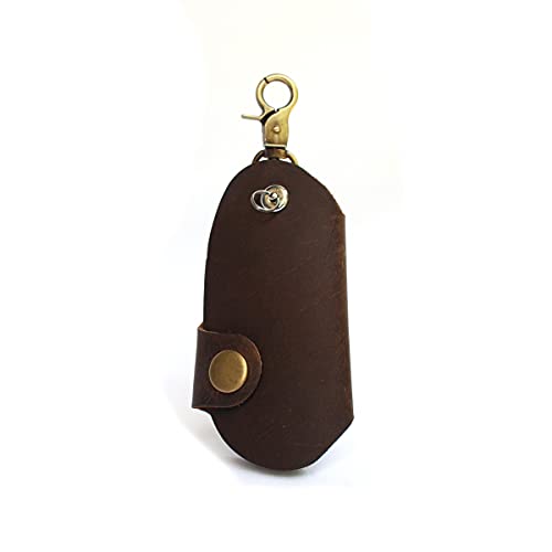 Klappverschluss Leder Auto Tür Multifunktions Schlüsseletui Braun Größe S von YAN TA HANDMADE