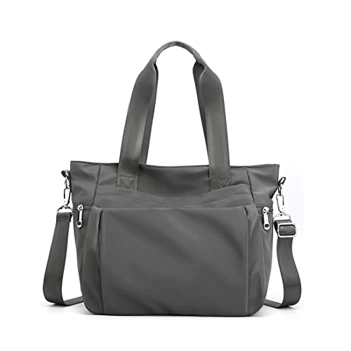 YANAIER Damen Handtaschen Schultertasche Wasserdicht Nylon Casual Multifunktionale Umhängetaschen Damen Hobos Schultertasche Shopper Tasche Grau von YANAIER