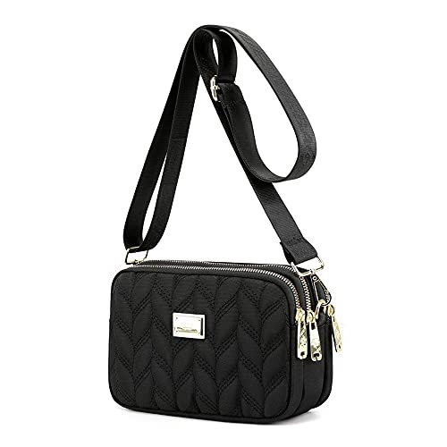 YANAIER Damen Handy Umhängetasche Schultertasche Wasserdicht Nylon kleine Tasche Handytaschen zum Umhängen Frauen Brieftasche Schwarz-1 von YANAIER