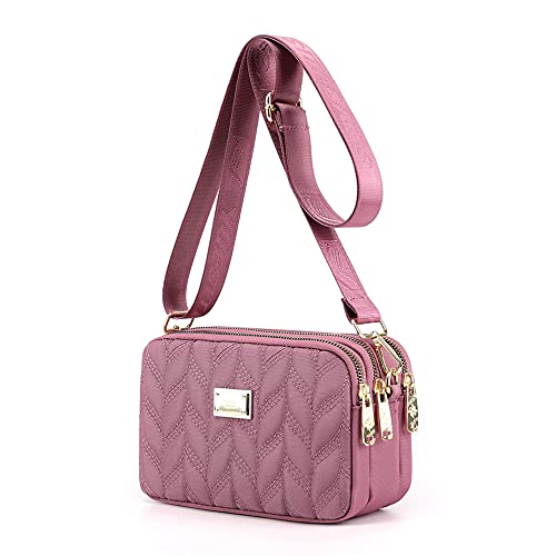 YANAIER Damen Handy Umhängetasche Schultertasche Wasserdicht Nylon kleine Tasche Handytaschen zum Umhängen Frauen Brieftasche Taro Lila von YANAIER