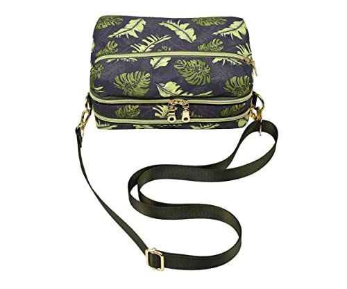 YANAIER Damen Umhängetasche Klein Mini Bag Sling Tasche Handtasche Frauen Mädchen Tasche mit Vielen Praktischen Taschen Nylon Schultertasche Ahornblatt von YANAIER