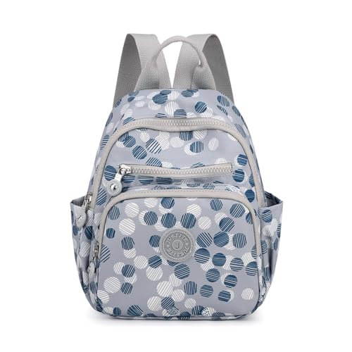 YANAIER Klein Rucksack Damen Wasserdicht Cityrucksack Daypacks Kleiner Rucksackhandtaschen Mädchen Schultaschen für Reise Freizeit Einkauf Blaue weiße Punkte von YANAIER