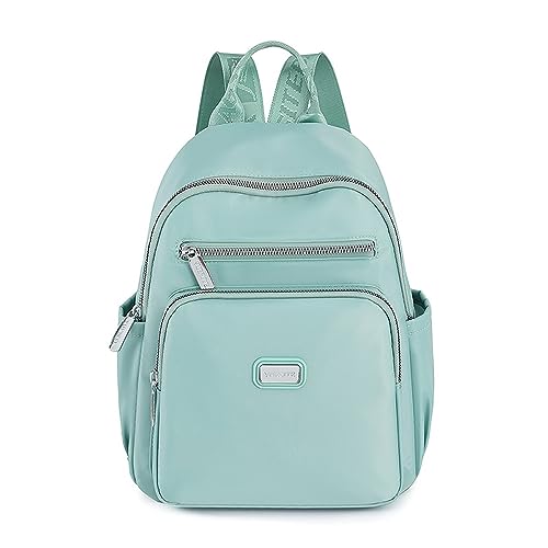 YANAIER Kleine Rucksack Für Damen Mädchen Nylon Wasserdicht Lässiger Tagesrucksack Schultaschen Anti Diebstahl Hellgrün von YANAIER