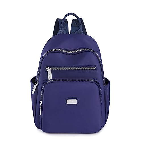 YANAIER Kleine Rucksack Für Damen Mädchen Nylon Wasserdicht Lässiger Tagesrucksack Schultaschen Anti Diebstahl Purplish blue von YANAIER