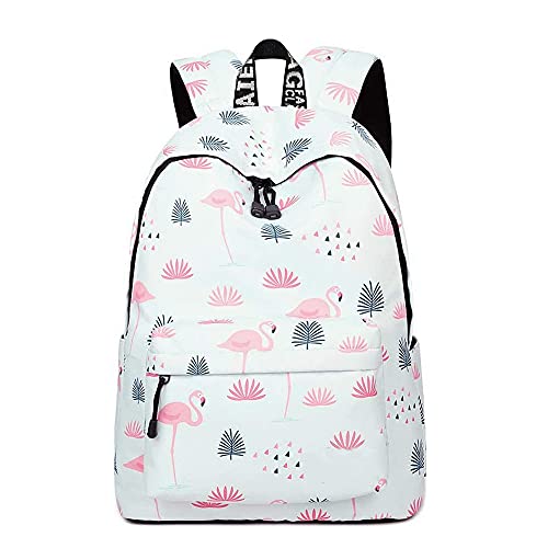 Mädchen Schulrucksack Modischer Freizeitrucksack für Frauen Teenager Jungen Wasserdicht Tasche Schulranzen Tagesrucksack mit Laptopfach Flamingos von YANAIER
