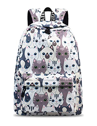 YANAIER Mädchen Schulrucksack Modischer Freizeitrucksack für Frauen Teenager Jungen Wasserdicht Tasche Schulranzen Tagesrucksack mit Laptopfach (Katze) von YANAIER