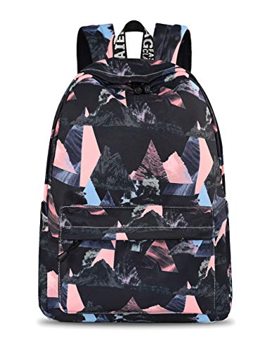 YANAIER Mädchen Schulrucksack Modischer Freizeitrucksack für Frauen Teenager Jungen Wasserdicht Tasche Schulranzen Tagesrucksack mit Laptopfach (Schwarzes Dreieck) von YANAIER