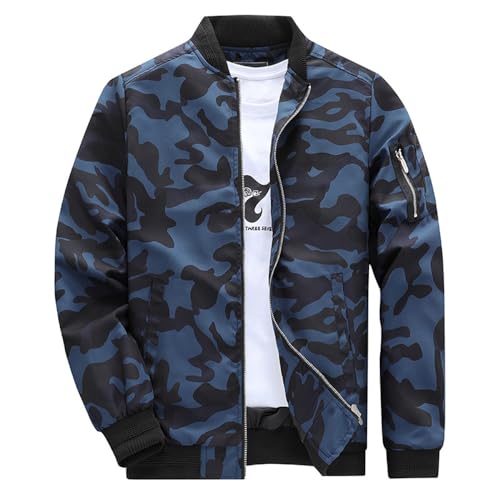 Langarm Jacke Herren Casual Leichte Komfortabel Übergangsjacke Herren Regular Fit Mode Jacke Herren Jugend Klassisch All-Match Outdoorjacke Herren F-Blue 7XL von YANBLOS