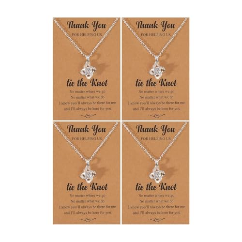 YANCHUN 2/3/4/6/8 Stück Brautjungfern-Geschenke Brautjungfern-Halskette für Frauen zum Binden des Knotens, Hochzeitsgeschenke, Brautjungfern, Antragsgeschenk, Metall von YANCHUN