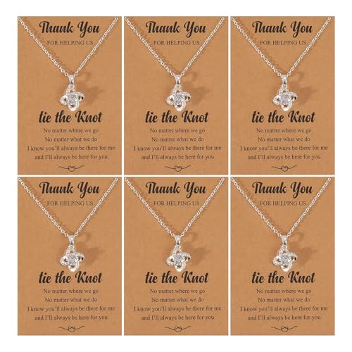 YANCHUN 2/4/6/8 Stück Brautjungfern-Geschenk Brautjungfern-Halskette für Frauen, Knoten binden, Hochzeitsgeschenke, Brautjungfern, Antragsgeschenk, Metall von YANCHUN