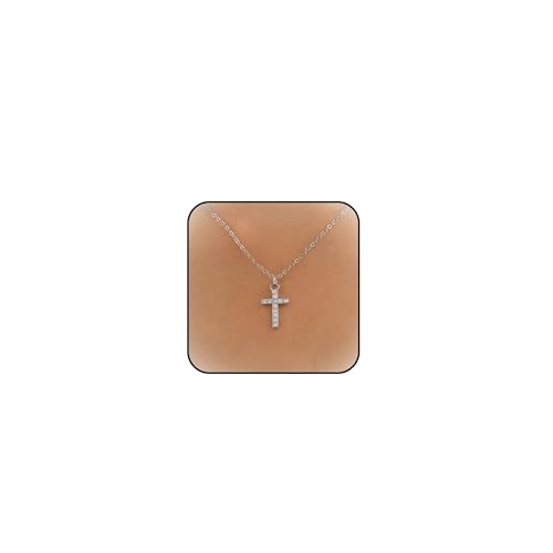 YANCHUN Kreuz Kette Kreuz Anhänger Kette Damen Personalisierte Kette Silber Damen Zarte Halskette Kette Modeschmuck für Frauen und Mädchen-C-Sparkly von YANCHUN