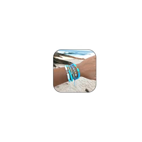 YANCHUN Muschelarmband Strandaccessoires Seesternarmbänder Muschel-Charm-Armbänder Schildkröte Boho-Stil Mehrlagige Strandkleider für Frauen Urlaubsoutfits Sommermode von YANCHUN