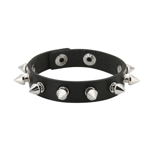 YANCHUN Punk-Nietenarmband, Leder-Spike-Armbänder für Herren, Gothic-Armband, verstellbare Manschette, Armreif, Gothic-Zubehör, Halloween-Schmuck, Geschenke, Leder, Kein Edelstein von YANCHUN