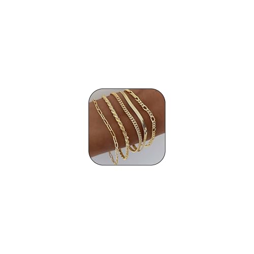 YANCHUN Silberarmband für Frauen Silberarmband Silberschmuck-Set Goldarmband-Set Goldstapelarmbänder Goldperlenarmband Stapel-Schmuck Geschenke für Mädchen von YANCHUN
