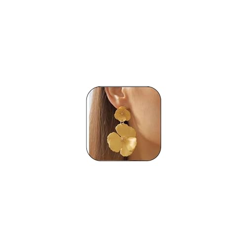 Yellow Flower Earrings for Women Boho Layered Flower Earrings Floral Petal Drop Earrings Unique Statement Earrings von YANCHUN