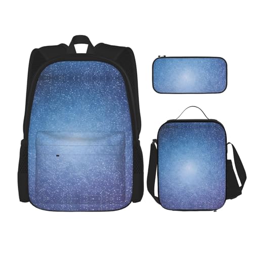 YANDM Rucksack mit Segelboot, Schiff, Landschaft, 3-teiliges Set, Reisen, Wandern, leicht, Laptop-Federmäppchen, isolierte Lunchtasche für Damen, Weihnachtsbaumkugeln, Sterne, Einheitsgröße von YANDM