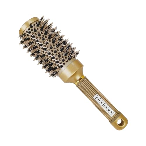Runde Haarbürste mit Wildschweinborsten für Frauen, Föhnen, Nano-Thermo-Keramik und Ionentechnologie, runde Bürste zum Ausblasen (7,4 cm, Schaft 4,3 cm, 45 mm) von YANENAN