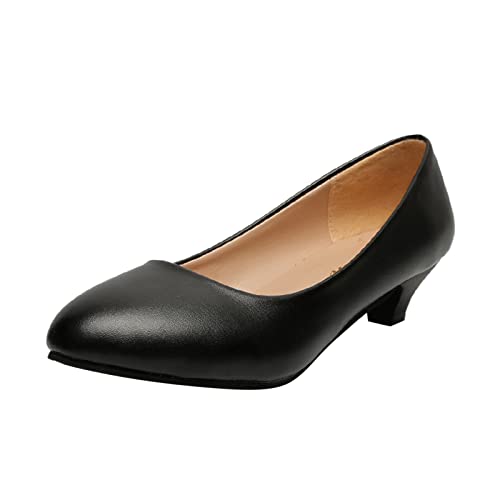 Damenschuhe Schwarz Elegant mit Absatz - Arbeitsschuhe Lederschuhe Low Heel Kleid Schuhe Tanzschuhe Slingback High Heels Formelle Schuhe Damen Schuhe 2023 Flache Businessschuhe von YANFJHV