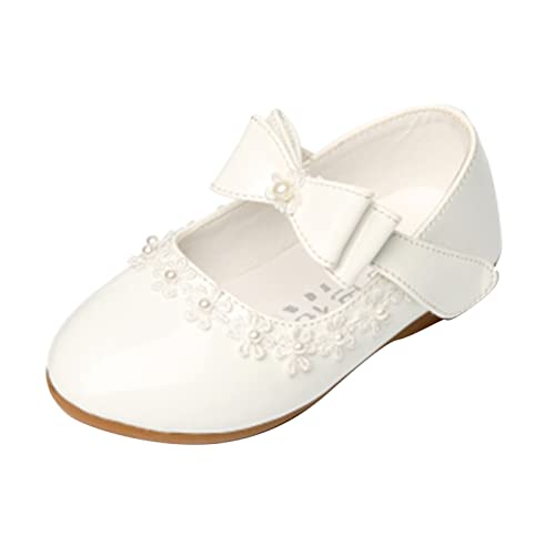 Prinzessin Schuhe MäDchen - Festliche Schuhe Kommunionsschuhe für Hochzeit, Party Performance Tanzschuhe Flache Schuhe mit Bowknot Einzelne Schuhe Schulschuhe Festliche Abendschuhe von YANFJHV