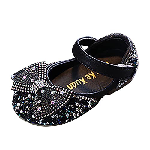 Prinzessin Schuhe Schwarz Mädchen 27: Hochzeitsschuhe Party Schuhe Slip on Abendschuhe Kristall Schuhe mit Bowknot Strass Tanzschuhe Kleid Schuhe Performance Schulschuhe Loafers von YANFJHV