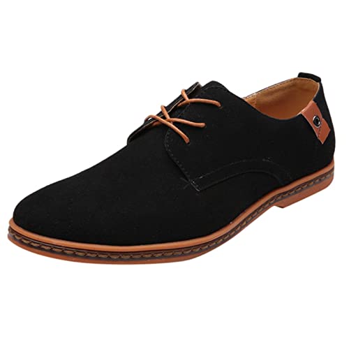 YANFJHV Anzugschuhe Herren Schwarz Oxford Schuhe Schnürsenkel Abendschuhe Leicht Businessschuhe rutschfest Sportschuhe Weichen Sohle Kleid-Schuhe Low Top Freizeitschuhe Minimalistische Bootsschuhe von YANFJHV