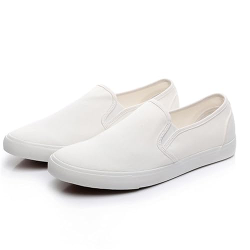 YANFJHV Atmungsaktive, einfarbige Freizeit-Slipper für Herren, bequem, leicht, Sport-Leinwandschuhe Schuhe Schwarz Herren Anzug Sneaker (White, 39) von YANFJHV