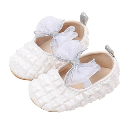 YANFJHV Baby Sandalen Frühling Babyschuhe Einzelschuhe Schleife Leichte weiche Gummisohle Rutschfeste Kleinkindschuhe Schuhe Kinder Mädchen 24 (White, 19 Infant) von YANFJHV