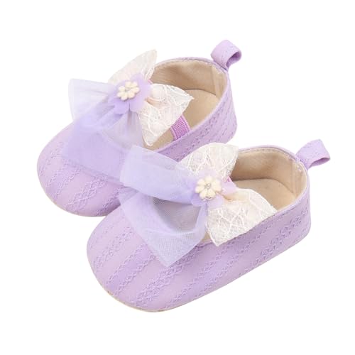 YANFJHV Baby Sandalen Frühling Babyschuhe Schuhe Kleinkinderschuhe Spitze Schleife Babyschuhe Casual Sandalen Winter Sneaker Kinder 25 (Purple, 22 Infant) von YANFJHV