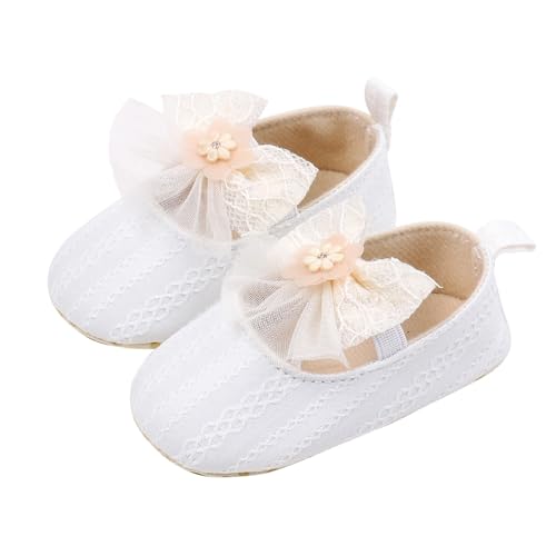 YANFJHV Baby Sandalen Frühling Babyschuhe Schuhe Kleinkinderschuhe Spitze Schleife Babyschuhe Casual Sandalen Winter Sneaker Kinder 25 (White, 20 Infant) von YANFJHV