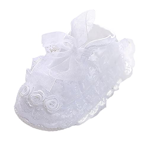 YANFJHV Babyschuhe 0-6 Monate Mädchen Taufe - Kleinkind Schuhe Prinzessin Schuhe Weichen Sohle Rutschfest Baby Schuhe Lauflernschuhe mit Spitze Bowknot Krabbelschuhe Kinder Taufschuhe von YANFJHV