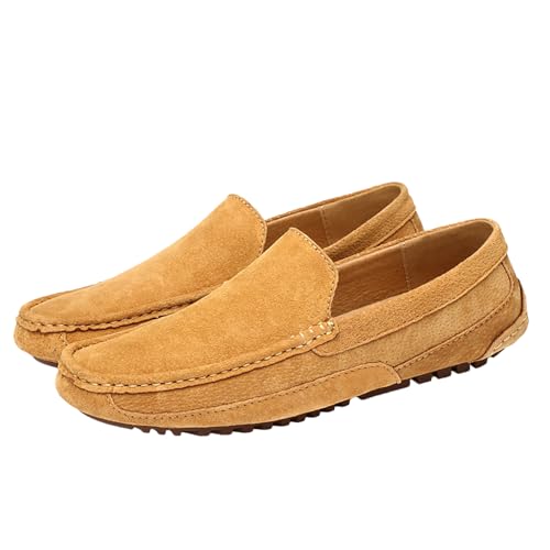 YANFJHV Bootsschuhe Herren 43 Oxford Schuhe Slip-On Businessschuhe Wildleder Freizeitschuhe rutschfest Lederschuhe Flexibel Loafer Mit Weichen Sohle Extra Weit Sommerschuhe Für Fitnessstudio&Alltag von YANFJHV