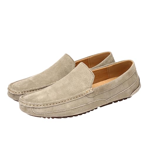 YANFJHV Bootsschuhe Herren 43 Oxford Schuhe Slip-On Businessschuhe Wildleder Freizeitschuhe rutschfest Lederschuhe Flexibel Loafer Mit Weichen Sohle Extra Weit Sommerschuhe Für Fitnessstudio&Alltag von YANFJHV