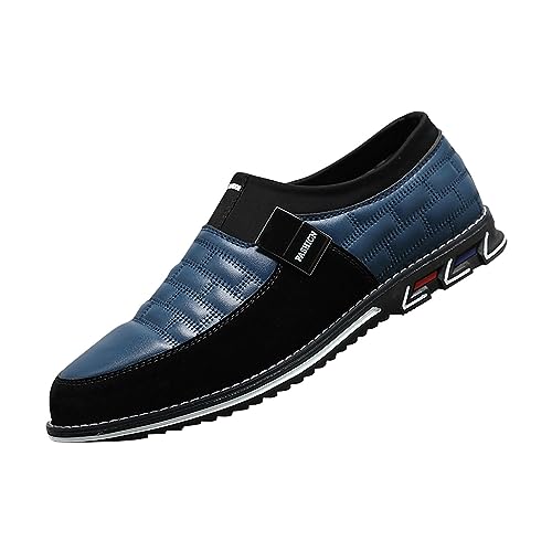 YANFJHV Bootsschuhe Herren Leder Slip-On Businessschuhe Extra Weit Lederschuhe Leicht Loafer Minimalistische Anzugschuhe Weichen Sohle Schlupfschuhe Große Größen Einstellbar Freizeitschuhe von YANFJHV