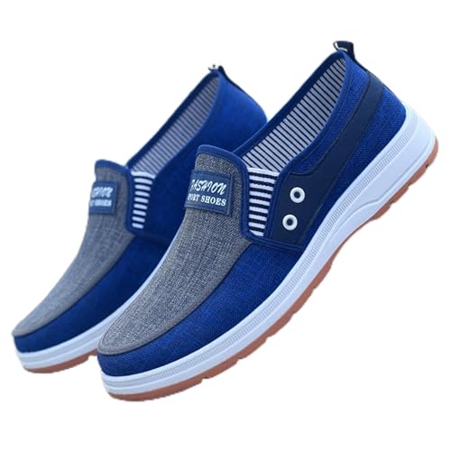YANFJHV Bootsschuhe Herren Leinen Leicht Stoffschuhe Slip-On Loafer Oxford Schuhe Atmungsaktiv Sportschuhe Extra Weit Trainingsschuhe Minimalistische Freizeitschuhe Einbeinige Schuhe Gr.39-44 von YANFJHV