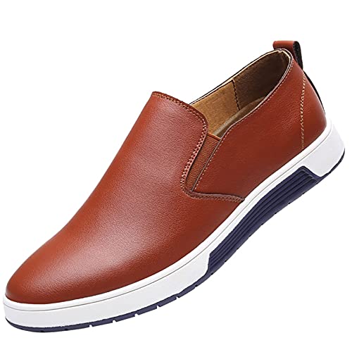 YANFJHV Business Schuhe Herren, Pu-Leder Halbschuhe Slip-On Lederschuhe Wasserdicht Freizeitschuhe Einfarbig Anzugschuhe Leicht Abendschuhe Atmungsaktiv Hochzeitsschuhe Extra Weit Laufschuhe von YANFJHV