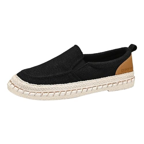 YANFJHV Canvas Schuhe Herren Slip-On Stoffschuhe Einfarbig Bootsschuhe Loafer Leinenschuhe Flexibel Freizeitschuhe Extra Weit Laufschuhe Hand-Free Einbeinige Schuhe Atmungsaktiv Sportschuhe von YANFJHV