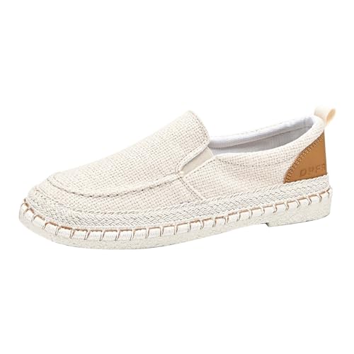 YANFJHV Canvas Schuhe Herren Slip-On Stoffschuhe Einfarbig Bootsschuhe Loafer Leinenschuhe Flexibel Freizeitschuhe Extra Weit Laufschuhe Hand-Free Einbeinige Schuhe Atmungsaktiv Sportschuhe von YANFJHV