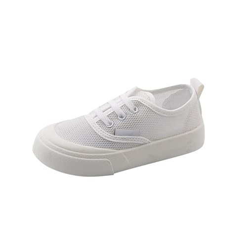 YANFJHV Canvas Sneaker Kinder Weiß: Kinderschuhe Sneakers Slip on Freizeitschuhe Sportschuhe Mesh Atmungsaktiv Sommerschuhe Mädchen Hallenschuhe rutschfest Outdoor Einzelne Schuhe Gr.26-37 von YANFJHV