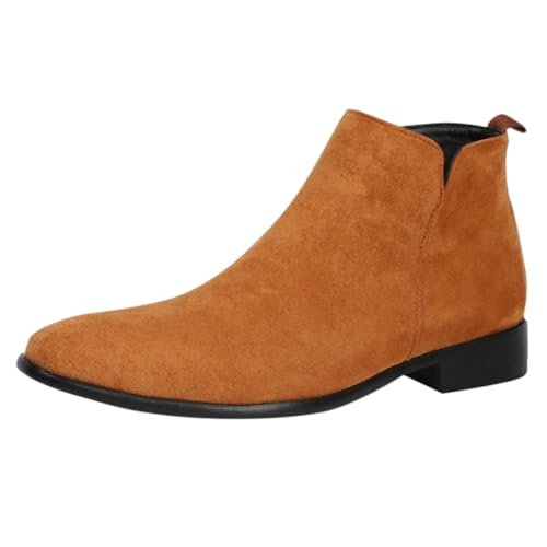 YANFJHV Chelsea Boots Herren Schwarz Wildleder Herrenstiefel Seitlichem Reißverschluss Stiefeletten Round Toe Anzugstiefel Wasserdicht Cowboy Boots Schlupfstiefel Atmungsaktiv Arbeitsschuhe von YANFJHV