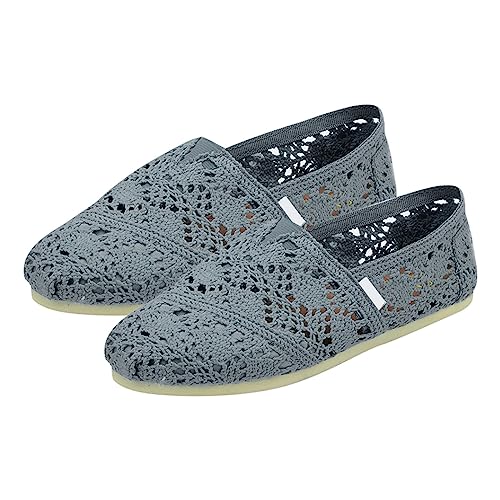 YANFJHV Damen-Canvas-Häkel-Slip-On-Schuhe flach Damen Keilabsatz Schuhe Winter (Grey, 35) von YANFJHV
