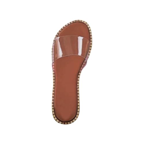 YANFJHV Damen-Strandsandalen, hohle lässige Hausschuhe, flache Schuhe, Retro-Sandalen Damenschuhe Elegant (Brown, 40) von YANFJHV