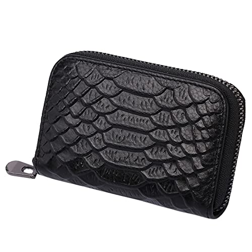 YANFJHV Fashion ID Long Wallet Solid Color Serpentine Frauen Haspe Geldbörse Mehrere Kartenfächer Clutch Bag Handytasche Kleine Brieftasche Herren Münzfach (Black, A) von YANFJHV